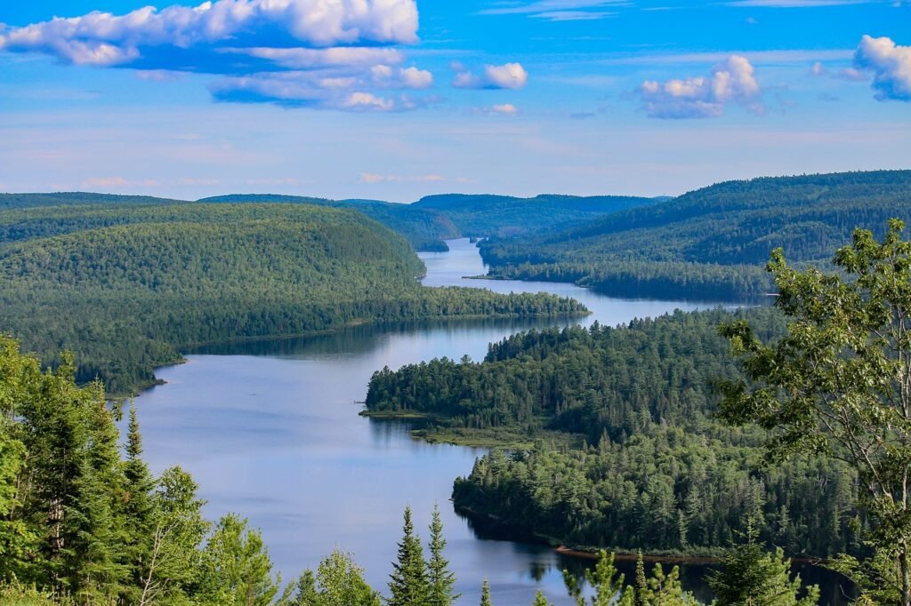 waters, nature, lake, heaven, landscape, flow, forest, green, clouds, canada, ontario, travel, outlook, landscapes, blue sky, trees, distant vision, scenic, dramatic, natural, ontario, ontario, ontario, ontario, ontario